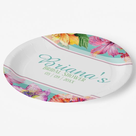 Tropisch Hibiscus Vrijgezellenfeest Papieren Bordje (Gekanteld)