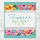 Tropisch Hibiscus Vrijgezellenfeest Wijn Etiket (Enkel label)