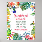 Tropisch Hibiscus Watercolor Trouwgastenboek  Poster (Voorkant)