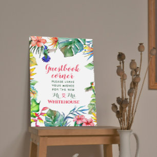 Tropisch Hibiscus Watercolor Trouwgastenboek Poster