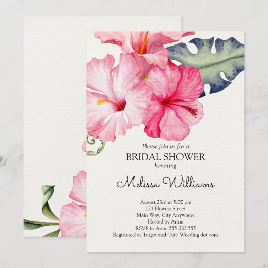 Tropisch Hibiscus Zomer Vrijgezellenfeest Kaart (Voorkant / Achterkant)