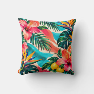 Tropisch Hibiscusparadijs Botanische Kunst Kussen
