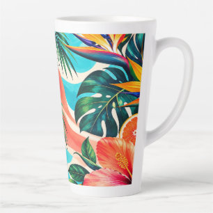 Tropisch Hibiscusparadijs Botanische Kunst Latte Mok
