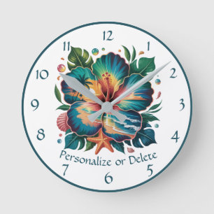 Tropisch Hibiscusparadijs – Ocean Bloom Design Ronde Klok