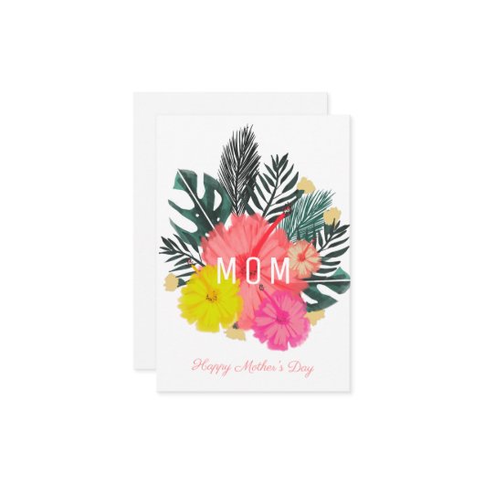 Tropisch Hisbiscus Flowers Moederdag Kaart (Voorkant / Achterkant in situ)