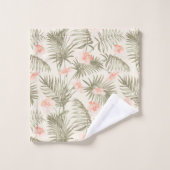 Tropisch Hisbiscus Palm Tree Patroon Bad Handdoek (Wasdoekje)