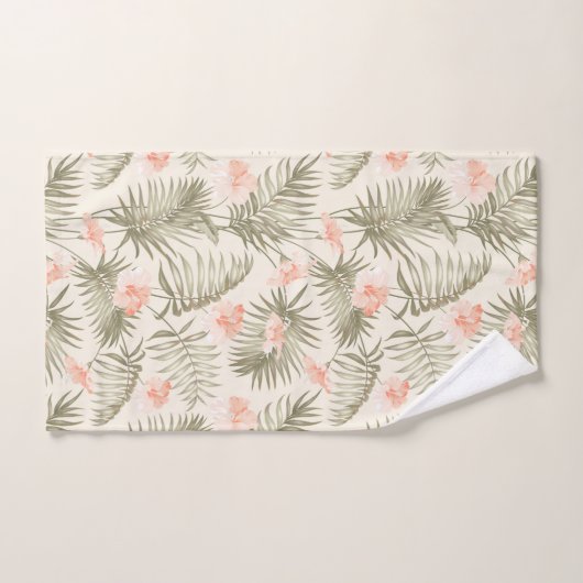 Tropisch Hisbiscus Palm Tree Patroon Bad Handdoek (Handdoek)