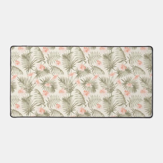 Tropisch Hisbiscus Palm Tree Patroon Bureaumat (Voorkant)