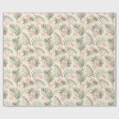 Tropisch Hisbiscus Palm Tree Patroon Cadeaupapier (Vlak)