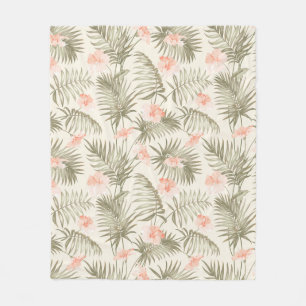 Tropisch Hisbiscus Palm Tree Patroon Fleece Deken