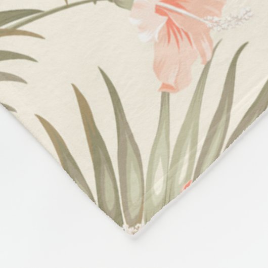 Tropisch Hisbiscus Palm Tree Patroon Fleece Deken (Hoek)
