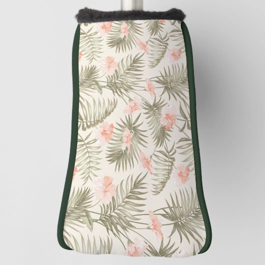 Tropisch Hisbiscus Palm Tree Patroon Golfheadcover (Draai 90)