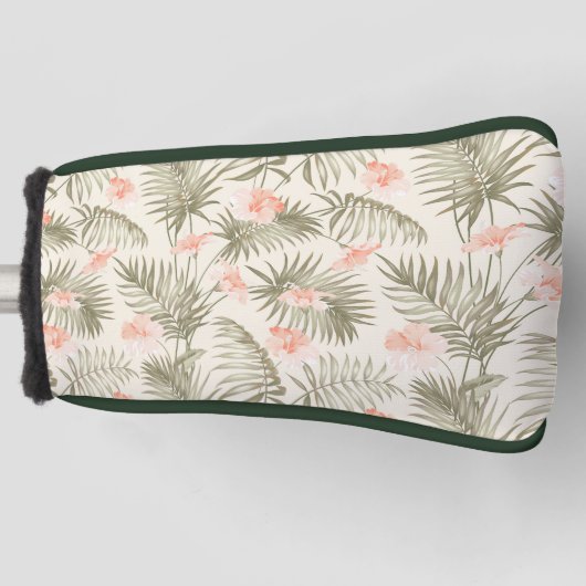 Tropisch Hisbiscus Palm Tree Patroon Golfheadcover (Voorkant)