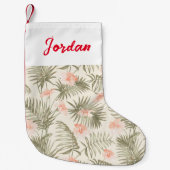 Tropisch Hisbiscus Palm Tree Patroon Kleine Kerstsok (Voorkant)