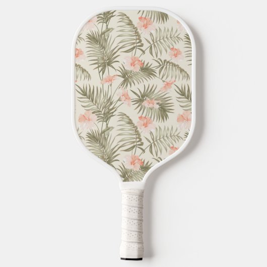 Tropisch Hisbiscus Palm Tree Patroon Pickleball Paddle (Achterkant)