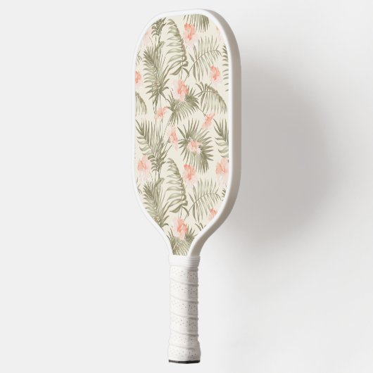 Tropisch Hisbiscus Palm Tree Patroon Pickleball Paddle (Links)