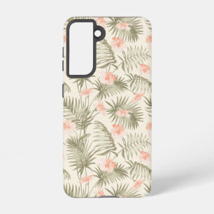 Tropisch Hisbiscus Palm Tree Patroon Samsung Galaxy Hoesje