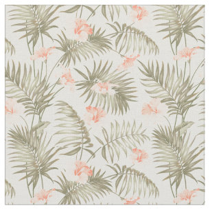 Tropisch Hisbiscus Palm Tree Patroon Stof