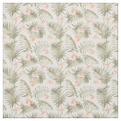 Tropisch Hisbiscus Palm Tree Patroon Stof (Swatch)