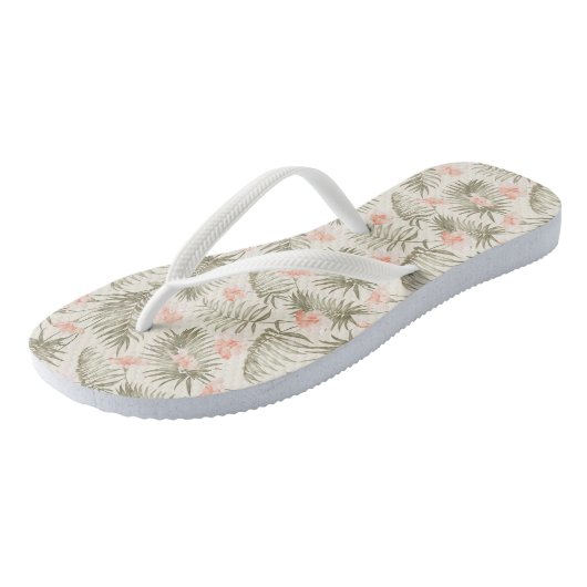 Tropisch Hisbiscus Palm Tree Patroon Teenslippers (Schuin)