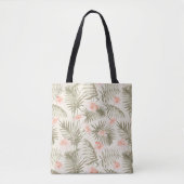 Tropisch Hisbiscus Palm Tree Patroon Tote Bag (Voorkant)