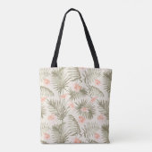 Tropisch Hisbiscus Palm Tree Patroon Tote Bag (Achterkant)