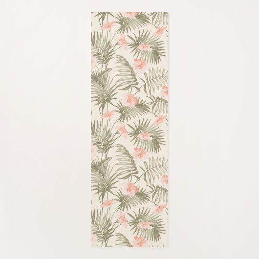 Tropisch Hisbiscus Palm Tree Patroon Yogamat (Voorkant)