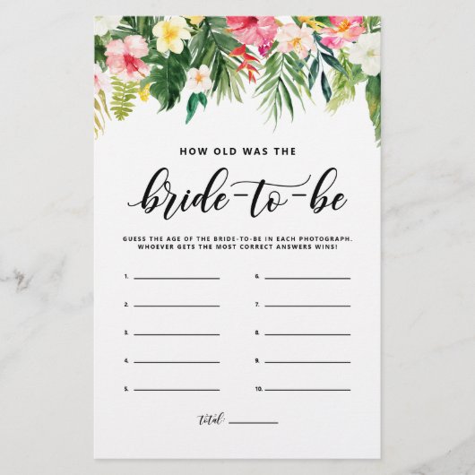 Tropisch hoe oud was de Kaart van de Bride-to-be G (Voorkant)