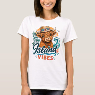 Tropisch Hoogland Koe Grafisch Eiland Vibe T-shirt