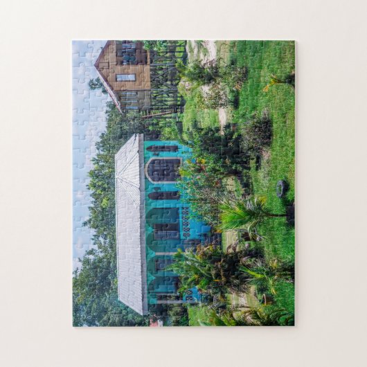 Tropisch huis Belize. Legpuzzel (Verticaal)