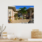 Tropisch huis Plumbago Hibiscus bloemen Poster (Keuken)