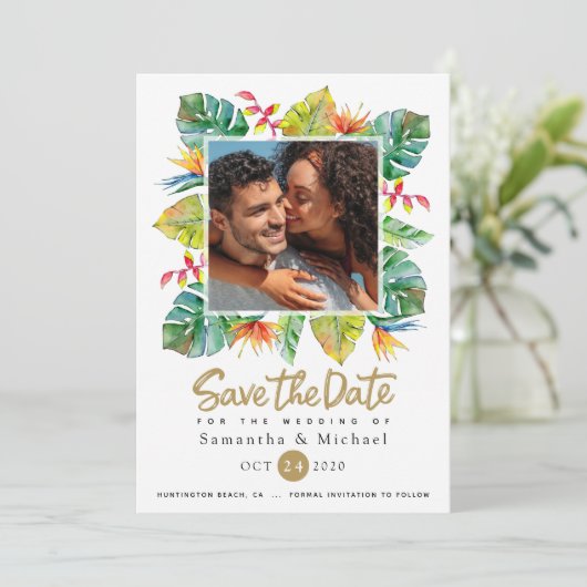 Tropisch huwelijk | De foto bewaart de Datum Kaart (Staand voorkant)