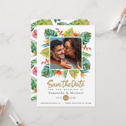 Tropisch huwelijk | De foto bewaart de Datum Kaart (Voorkant / Achterkant in situ)
