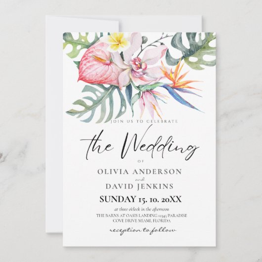Tropisch huwelijk Hawaiaans thema Huwelijk Kaart (Voorkant)