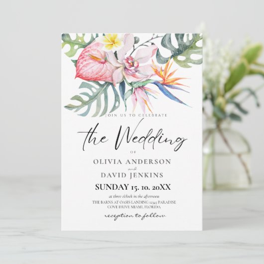 Tropisch huwelijk Hawaiaans thema Huwelijk Kaart (Staand voorkant)