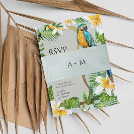 Tropisch Huwelijk Hawaii Luau Strand Monogram Uitnodigingen Wikkel