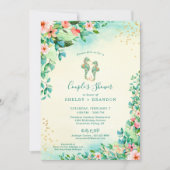 Tropisch Huwelijk Koppel Bruiloft Florale Zeepaard Kaart (Voorkant)