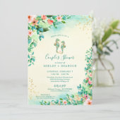 Tropisch Huwelijk Koppel Bruiloft Florale Zeepaard Kaart (Staand voorkant)