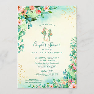 Tropisch Huwelijk Koppel Bruiloft Florale Zeepaard Kaart