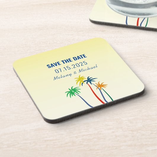 Tropisch huwelijk sparen de Datum Uitnodiging Bier Onderzetter (Linkerzijde)