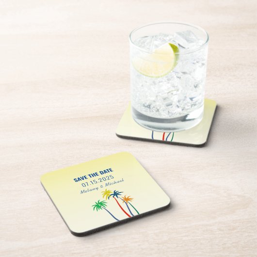 Tropisch huwelijk sparen de Datum Uitnodiging Bier Onderzetter (Rechterzijde)