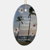 Tropisch huwelijk sparen de foto van de Datum Keramisch Ornament (Rechts)