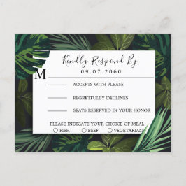 Tropisch huwelijk, tropisch groen RSVP-kaart Uitnodiging Briefkaart