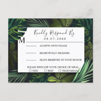 Tropisch huwelijk, tropisch groen RSVP-kaart Uitnodiging Briefkaart