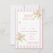 Tropisch huwelijksaanmelding op een bestemming RSVP kaartje (Voorkant)
