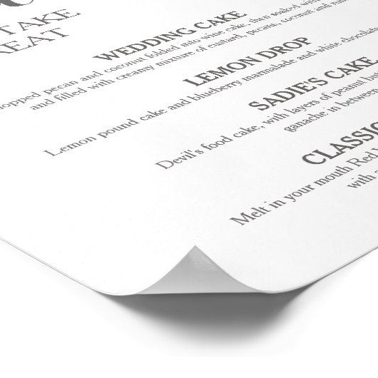 Tropisch Huwelijksdessert Menuboord Poster Papier (Hoek)