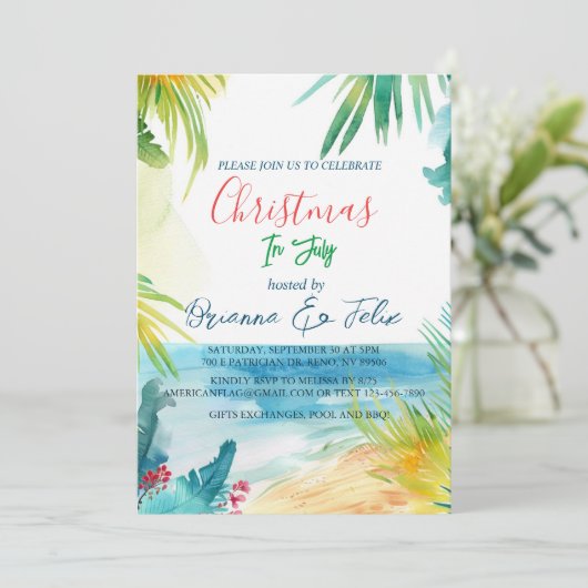 Tropisch I Kerstmis in juli Kaart (Staand voorkant)