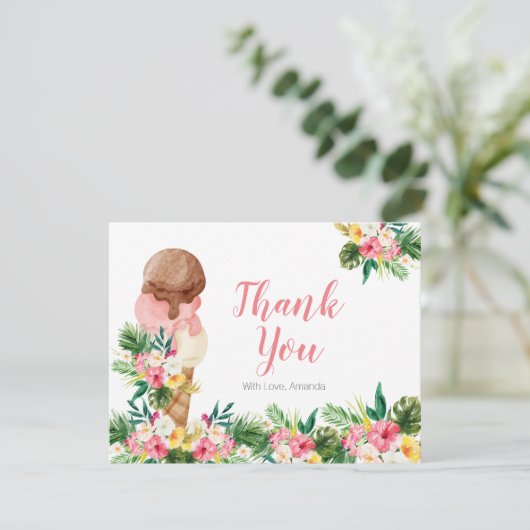 Tropisch Ijs Bloemachtige Bruidsdouche Bedankkaart (Staand voorkant)