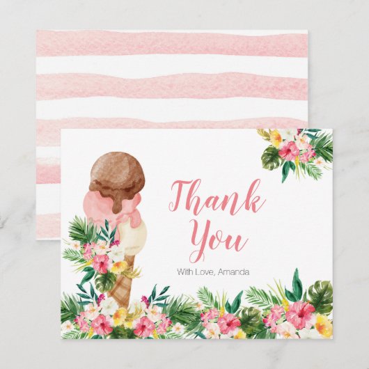 Tropisch Ijs Bloemachtige Bruidsdouche Bedankkaart (Voorkant / Achterkant)