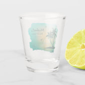 Tropisch Isle Best Man of Groomsman Blauwgroen ID5 Shot Glas (Achterkant)